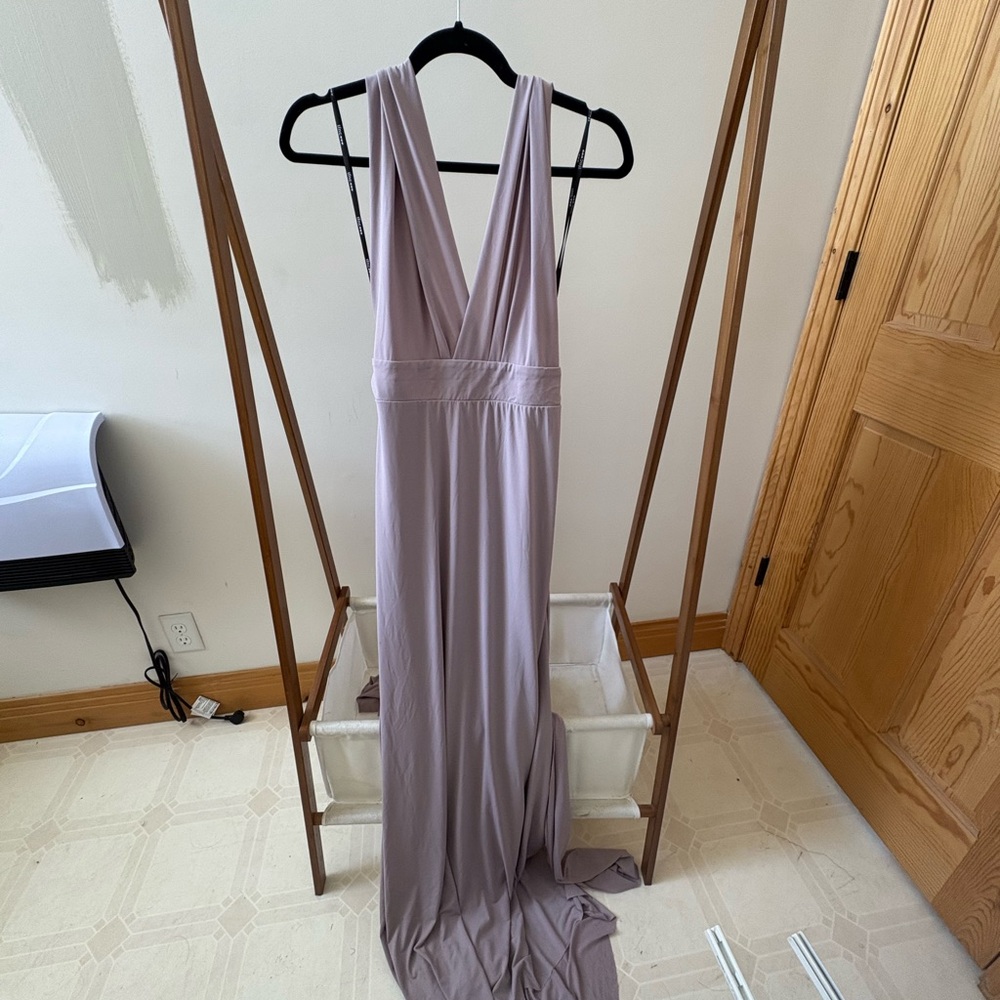 TFNC Purple Sleeveless Plunge Gown